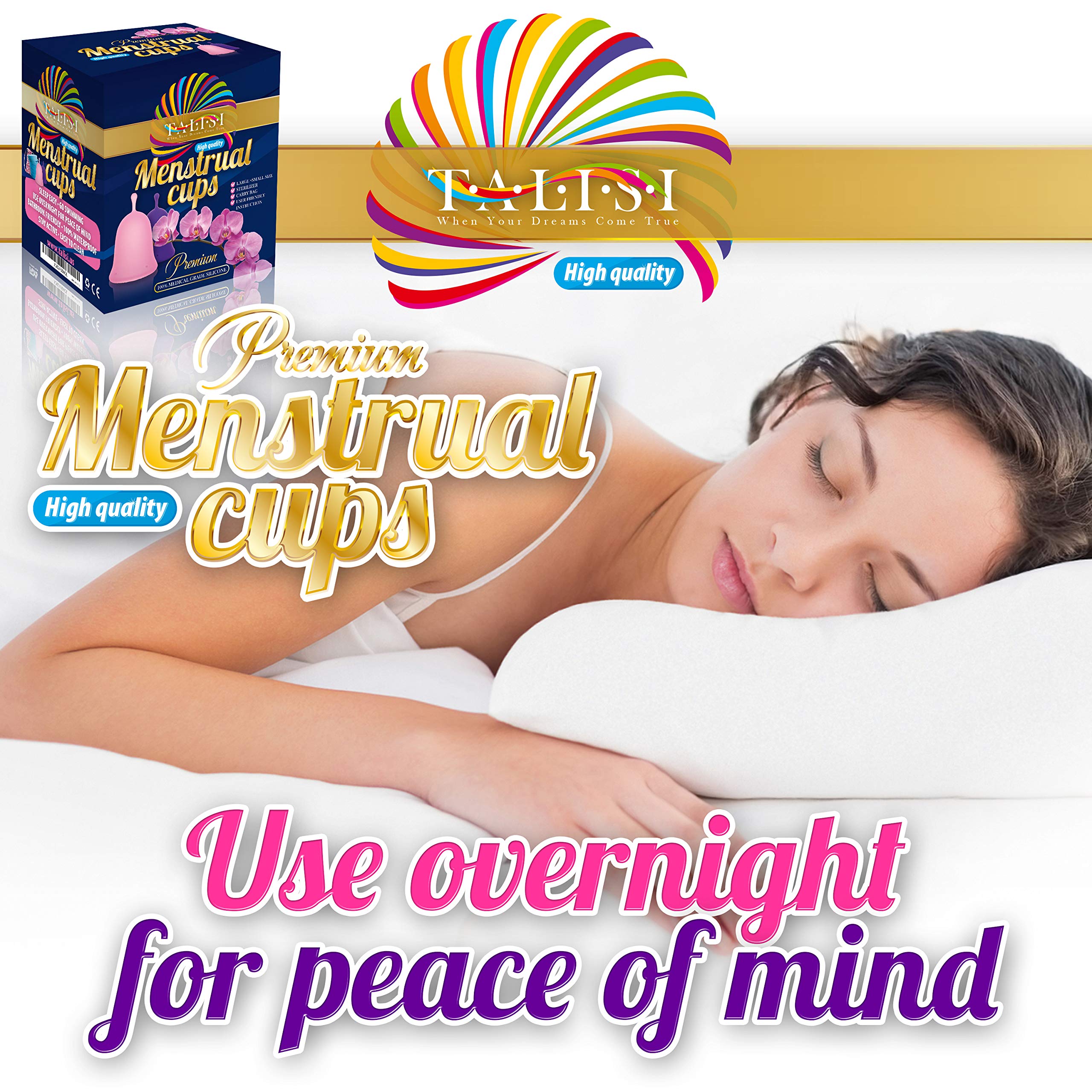 Talisi Menstrual Cups Set of 2 with Collapsible Silicone Sterilizer - Soft & Flexible Sensitive Feminine